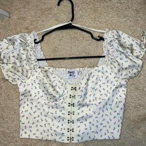 Pre-Loved Princess Polly Cream Floral Bustier Blouse - Size XS/S